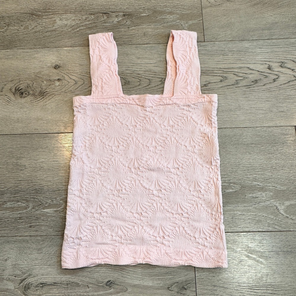 WallFlower InstaSmooth Light Pink Flower Textured‎ Knit Tank Top Size Small S